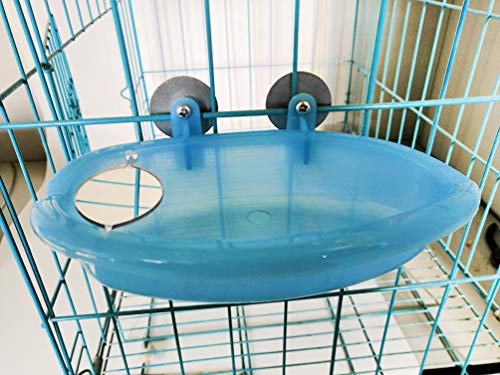 Bird Bathtub with Mirror 3 Packs, Wooden Bird Mirror Perch Stand, Colorful Swing Bird Cage Accessories for Budgerigar, Parakeet, Cockatiel, Conure, Lovebird, Cockatoo