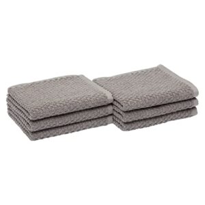 amazon basics odor resistant textured hand towel, 16 x 26 inches - 6-pack, dark gray