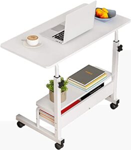 adjustable height mobile computer desk for small space rolling writing desk with wheels corner desk home office study desk portable for bedrooms work desk size 31.5x15.7 inch with storage gaming table