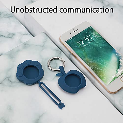CHUWIT, For apple Air Tag cases Silicone 2Pack AirTag Trackerdog tag clip for collarwith AntiLost Keychain, Finder Items for Dogs Keys Backpacks,cat camera collar ring compatible devices, blue