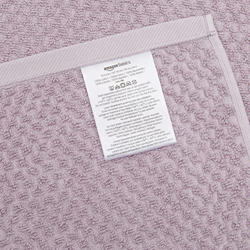 Amazon Basics Odor Resistant Textured Bath Towel, 30 x 54 Inches - 4-Pack, Lavender