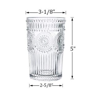 Kingrol 6 Pack 12 oz Romantic Water Glasses, Premium Drinking Glasses Tumblers, Vintage Glassware Set for Juice, Beverages, Beer, Cocktail