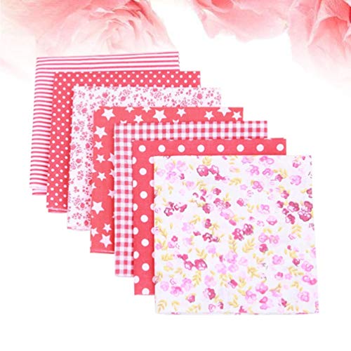 BESPORTBLE Quilted Sheets 7pcs Craft Felt Fabric Sheets Flower Printed Cotton Fabric Squares Floral Patchwork Squares for DIY Sewing Craft Farmhouse Decoration 50cm Red Cotton Bed Sheets