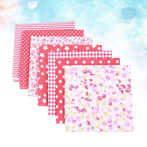 BESPORTBLE Quilted Sheets 7pcs Craft Felt Fabric Sheets Flower Printed Cotton Fabric Squares Floral Patchwork Squares for DIY Sewing Craft Farmhouse Decoration 50cm Red Cotton Bed Sheets