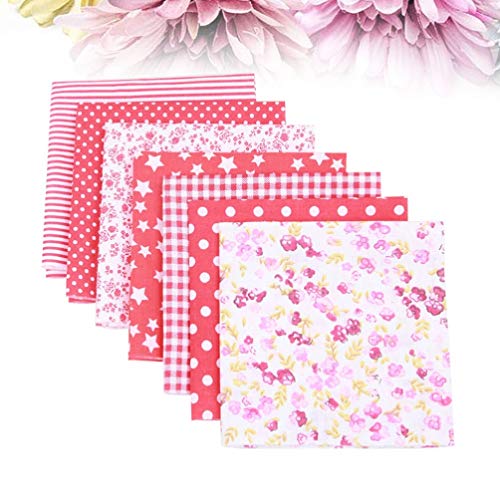 BESPORTBLE Quilted Sheets 7pcs Craft Felt Fabric Sheets Flower Printed Cotton Fabric Squares Floral Patchwork Squares for DIY Sewing Craft Farmhouse Decoration 50cm Red Cotton Bed Sheets