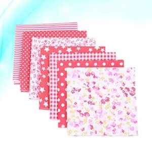 BESPORTBLE Quilted Sheets 7pcs Craft Felt Fabric Sheets Flower Printed Cotton Fabric Squares Floral Patchwork Squares for DIY Sewing Craft Farmhouse Decoration 50cm Red Cotton Bed Sheets