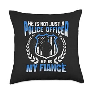 g2t proud police family my fiance is a brave officer-proud police fiancee throw pillow, 18x18, multicolor