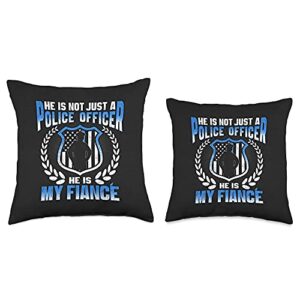 G2T Proud Police Family My Fiance is A Brave Officer-Proud Police Fiancee Throw Pillow, 18x18, Multicolor
