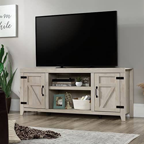 Sauder Misc Entertainment Farmhouse Credenza, for TVs up to 70", Chalked Chestnut Finish
