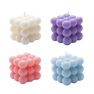 bubble candle, 4pcs cube soy wax bubble candles scented aesthetic bubble candle set for home bedroom decor birthday mothers day gifts for mom