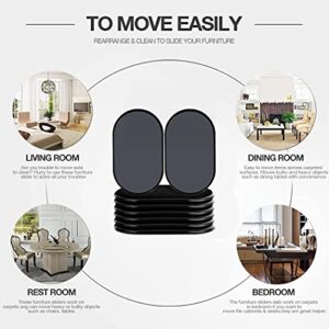 Reusable Large Furniture Sliders for Carpet, Furniture Movers Sliders, Carpet Movers Oval Heavy Duty Sofa Bed Table Desk Movers for Carpet –Quickly and Easily Move Any Item, Black (8 Pack)