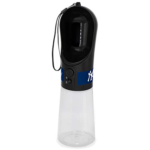 MLB Dog Water Bottle - New York Yankees Baseball Pet Water Bottle. Best Cat Water Bottle. Water Fountain Dispenser for Dogs & Cats, 13.5oz . Cool Pet Travel Water Bottle with 2 Carbon Water Filter