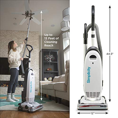 Simplicity Allergy Upright Vacuum for Carpet and Hardwood, Multi Surface Vacuum Cleaner with Certified HEPA Filter and Bag, S20EZM