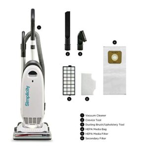 Simplicity Allergy Upright Vacuum for Carpet and Hardwood, Multi Surface Vacuum Cleaner with Certified HEPA Filter and Bag, S20EZM