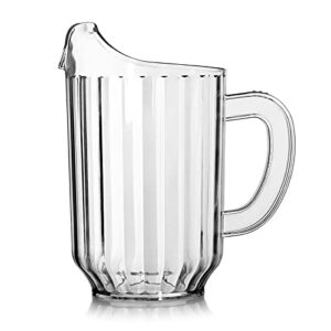 new star foodservice 1028041 restaurant-grade break-resistant pitcher, 60 oz, clear, made in usa with bpa free tritan material
