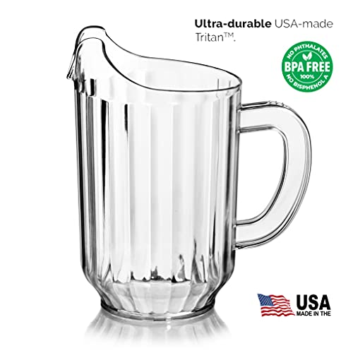 New Star Foodservice 1028041 Restaurant-Grade Break-Resistant Pitcher, 60 oz, Clear, Made in USA with BPA FREE Tritan Material