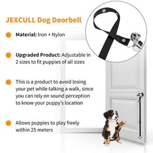 JEXCULL Dog Doorbell for Training, Adjustable Puppy Doorbells Premium Doggy Train Tools Pet Supplies with 7 Loud Doorbells & 3 Snaps for Small, Medium, Large Dogs Go Outside, Black