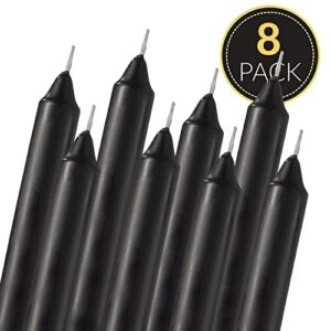 SPAAS Straight Candle Sticks - Pack of 8 6" Long Black Candles | 5 Hour Long Burning Unscented Candles for Emergency Candles, Chime Candles, Table Candles for Wedding, and Home Decoration (Black)