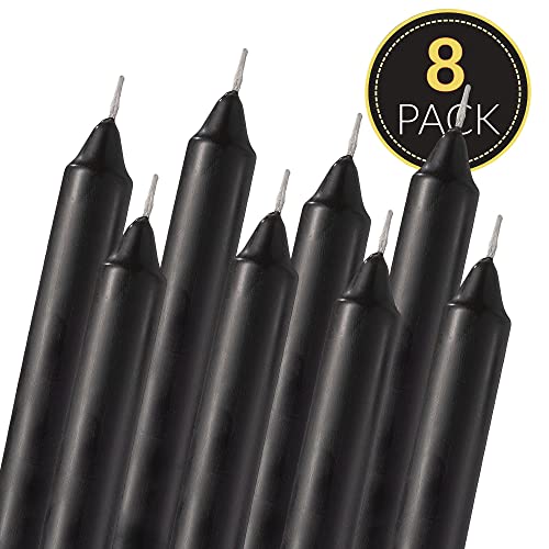 SPAAS Straight Candle Sticks - Pack of 8 6" Long Black Candles | 5 Hour Long Burning Unscented Candles for Emergency Candles, Chime Candles, Table Candles for Wedding, and Home Decoration (Black)