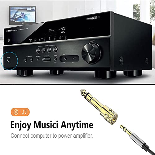 WISYIFIL 1/4 inch to 3.5mm Stereo Audio Adapter, 1/8 inch（3.5mm） Female to 1/4 inch（6.35mm） Male Stereo Audio Headphone TRS Jack Cable Converter for Guitar Amp,Digital Piano,Gold Plated Copper 2 Pack