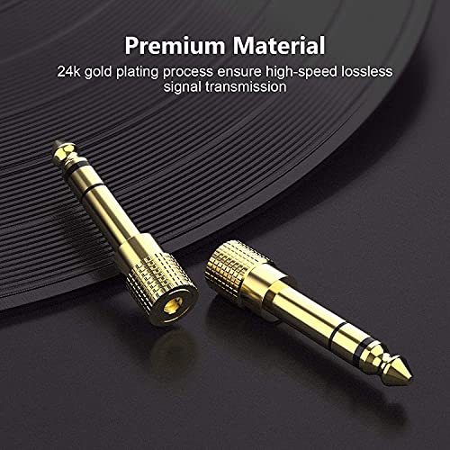 WISYIFIL 1/4 inch to 3.5mm Stereo Audio Adapter, 1/8 inch（3.5mm） Female to 1/4 inch（6.35mm） Male Stereo Audio Headphone TRS Jack Cable Converter for Guitar Amp,Digital Piano,Gold Plated Copper 2 Pack