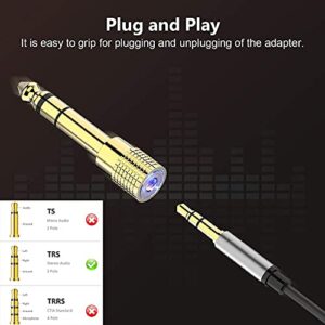 WISYIFIL 1/4 inch to 3.5mm Stereo Audio Adapter, 1/8 inch（3.5mm） Female to 1/4 inch（6.35mm） Male Stereo Audio Headphone TRS Jack Cable Converter for Guitar Amp,Digital Piano,Gold Plated Copper 2 Pack