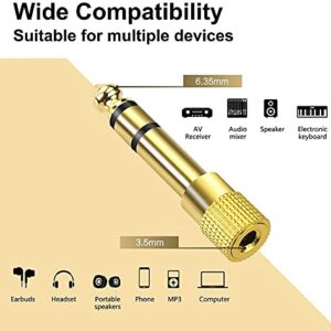 WISYIFIL 1/4 inch to 3.5mm Stereo Audio Adapter, 1/8 inch（3.5mm） Female to 1/4 inch（6.35mm） Male Stereo Audio Headphone TRS Jack Cable Converter for Guitar Amp,Digital Piano,Gold Plated Copper 2 Pack