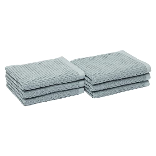 Amazon Basics Odor Resistant Textured Hand Towel, 16 x 26 Inches - 6-Pack, Teal