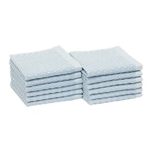 amazon basics odor resistant textured wash cloth, 12 x 12 inches - 12-pack, light blue