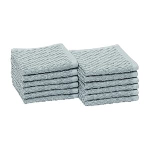 amazon basics odor resistant textured wash cloth, 12 x 12 inches - 12-pack, teal