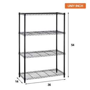 Storage Shelves 4 Tier Wire Shelving Unit Heavy Duty Metal Shelf with Wheels 36" Lx 14" Wx 54" H Adjustable Layer Rack Utility Shelf Garage Shelving Kitchen Shelf Pantry Shelves,1000 LBS, Black