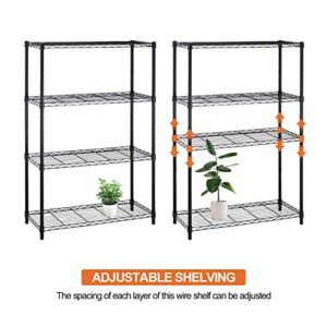 Storage Shelves 4 Tier Wire Shelving Unit Heavy Duty Metal Shelf with Wheels 36" Lx 14" Wx 54" H Adjustable Layer Rack Utility Shelf Garage Shelving Kitchen Shelf Pantry Shelves,1000 LBS, Black