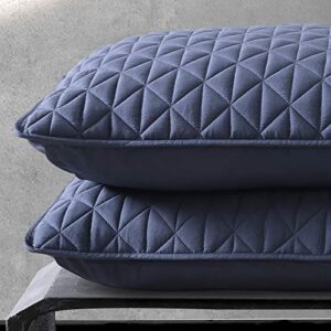 Valeron Palermo Tencel Modal-Performance, Cooling, Silky Soft-Solid Diamond Stitched Quilted Sham Set, King, Navy