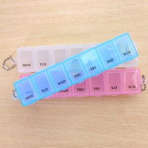 DOITOOL Home Storage Organizer 2pcs Weekly Pill Holder Rotated 7 Slot Vitamin Medicine Box Case Organizer Container (White)