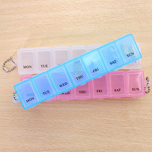 DOITOOL Home Storage Organizer 2pcs Weekly Pill Holder Rotated 7 Slot Vitamin Medicine Box Case Organizer Container (White)