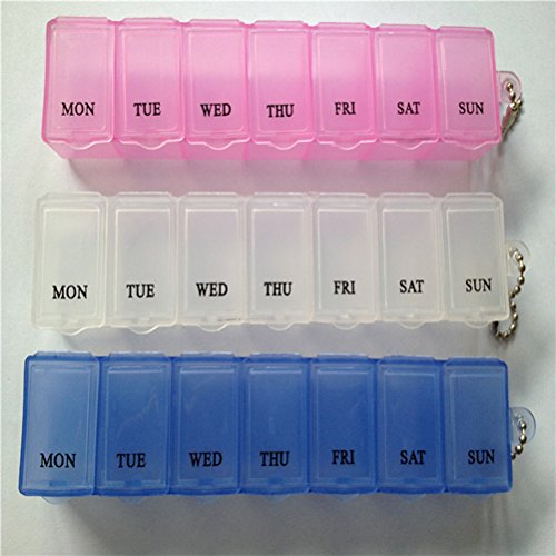 DOITOOL Home Storage Organizer 2pcs Weekly Pill Holder Rotated 7 Slot Vitamin Medicine Box Case Organizer Container (White)