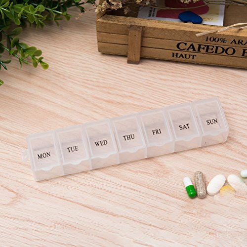 DOITOOL Home Storage Organizer 2pcs Weekly Pill Holder Rotated 7 Slot Vitamin Medicine Box Case Organizer Container (White)