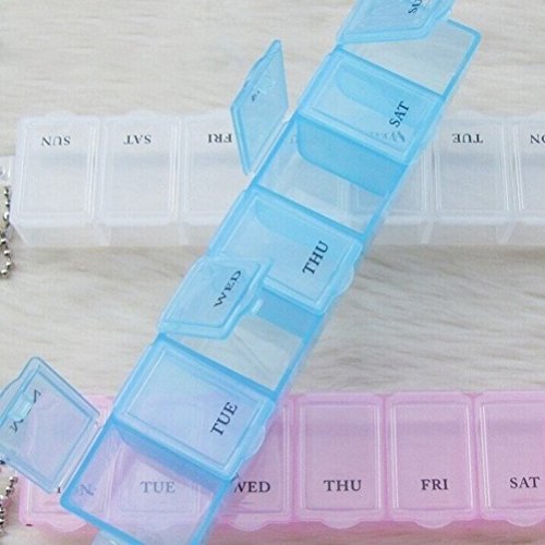 DOITOOL Home Storage Organizer 2pcs Weekly Pill Holder Rotated 7 Slot Vitamin Medicine Box Case Organizer Container (White)