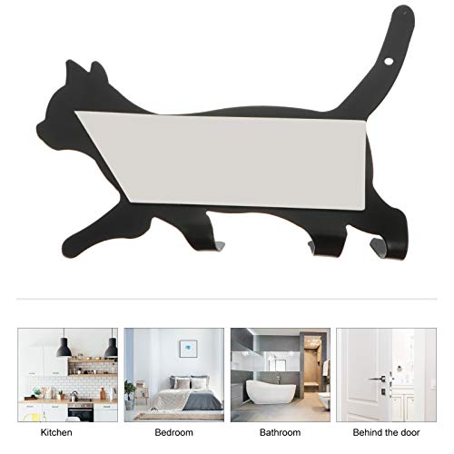 Cabilock 2pcs Coat Hooks Self- Adhesive Walking Cat Leg Key Hanger Creative Decorative Iron Wall Hanger Metal Towel Rack with 3 Hook for Towel Hat Scarf Bag Belt Black