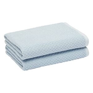 amazon basics odor resistant textured bath towel, 30 x 54 inches - 2-pack, light blue