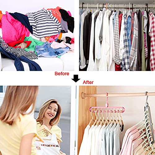 6 Packs of Hangers Space Saving for clothes, Small Space Saving, Magic Hanger Organizer, Shirt Organizer for Closet, Dress Organizer with 9 Holes for Closet Storage,Multi-Purpose Plastic Magic Hangers