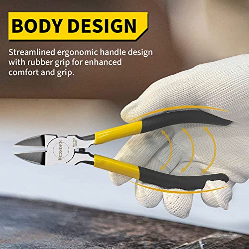 BOOSDEN Wire Cutter,6.5 inch Side Cutters,Wire Cutters for Crafting,Flush Cutter,Ultra Sharp Spring Loaded Wire Cutters for Jewelry Making,Flush Cut Pliers,Dikes Wire Cutters,Floral Wire Cutter,Snips