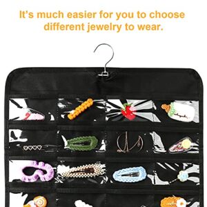 Luney Hanging Jewelry Organizer, 80 Pockets Earring Holder Organizer, Bracelet Organizer with Pockets for Woman, for Hanging Earrings, Necklaces, Bracelets, Rings, Storage, Closet