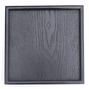 solid wood serving tray, square non-slip tea coffee snack plate, serving tray with raised edges, for home kitchen restaurant (9.5x9.5inch, black)