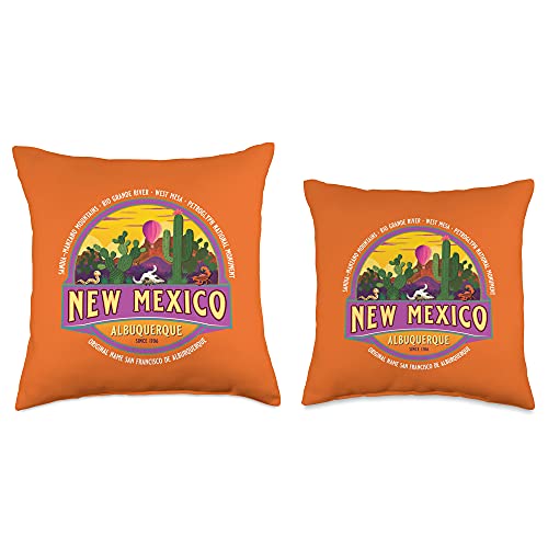 Albuquerque New Mexico Souvenirs & Gifts KAEDAM Albuquerque New Mexico USA Balloons Desert Vacation Souvenir Throw Pillow, 16x16, Multicolor