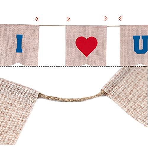 hogardeck 4th of July Decorations, Premuim Imitation Linen Patriotic Bunting, Double Sided American Independence Day Decorative Banner, Indoor Outdoor USA Mantel Fireplace Hanging Decor