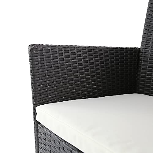 Amazon Brand - Ravenna Home Set of 2 Contemporary Outdoor Patio Dining Chairs with Cushion, Weather-Resistant PE Rattan Wicker - Black