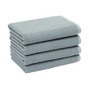 amazon basics odor resistant textured bath towel, 30 x 54 inches - 4-pack,cotton, teal
