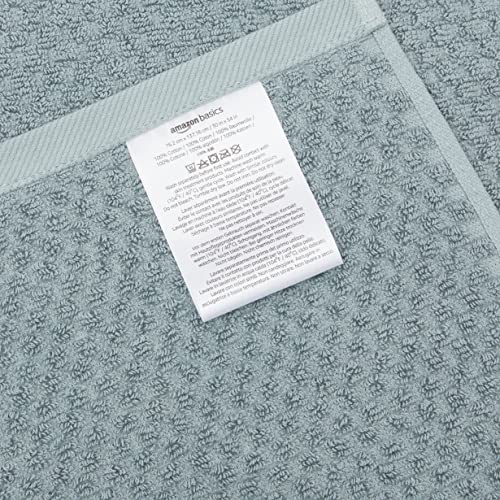 Amazon Basics Odor Resistant Textured Bath Towel, 30 x 54 Inches - 4-Pack,Cotton, Teal