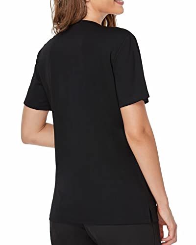 COMENII Scrub Tops for Women, Two Pocket Sporty Quick-Dry Stretch V-Neck Workwear, Anti-Wrinkle Medical Scrubs for Women(Black L)